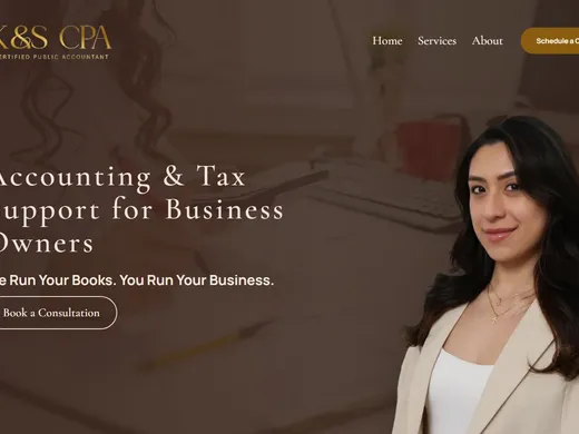 Homepage of K&S CPA Services, a site built by The Website Keeper